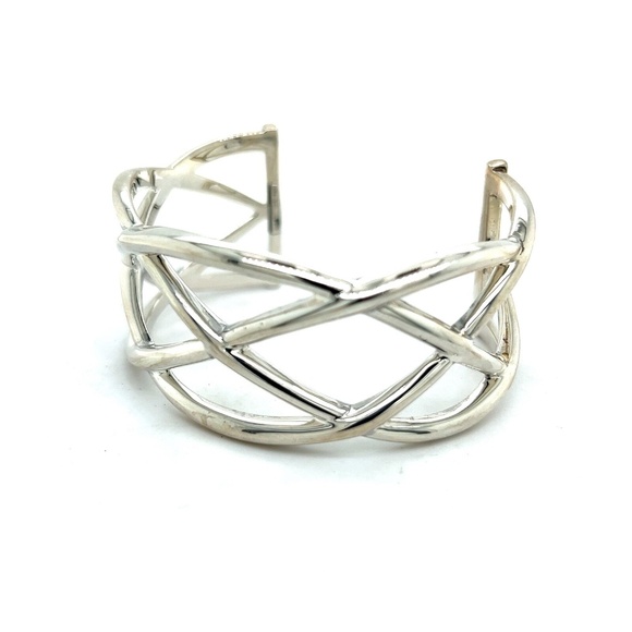Sterling Silver Wide Wide Celtic Weave Knot Cuff Bracelet - Picture 5 of 5